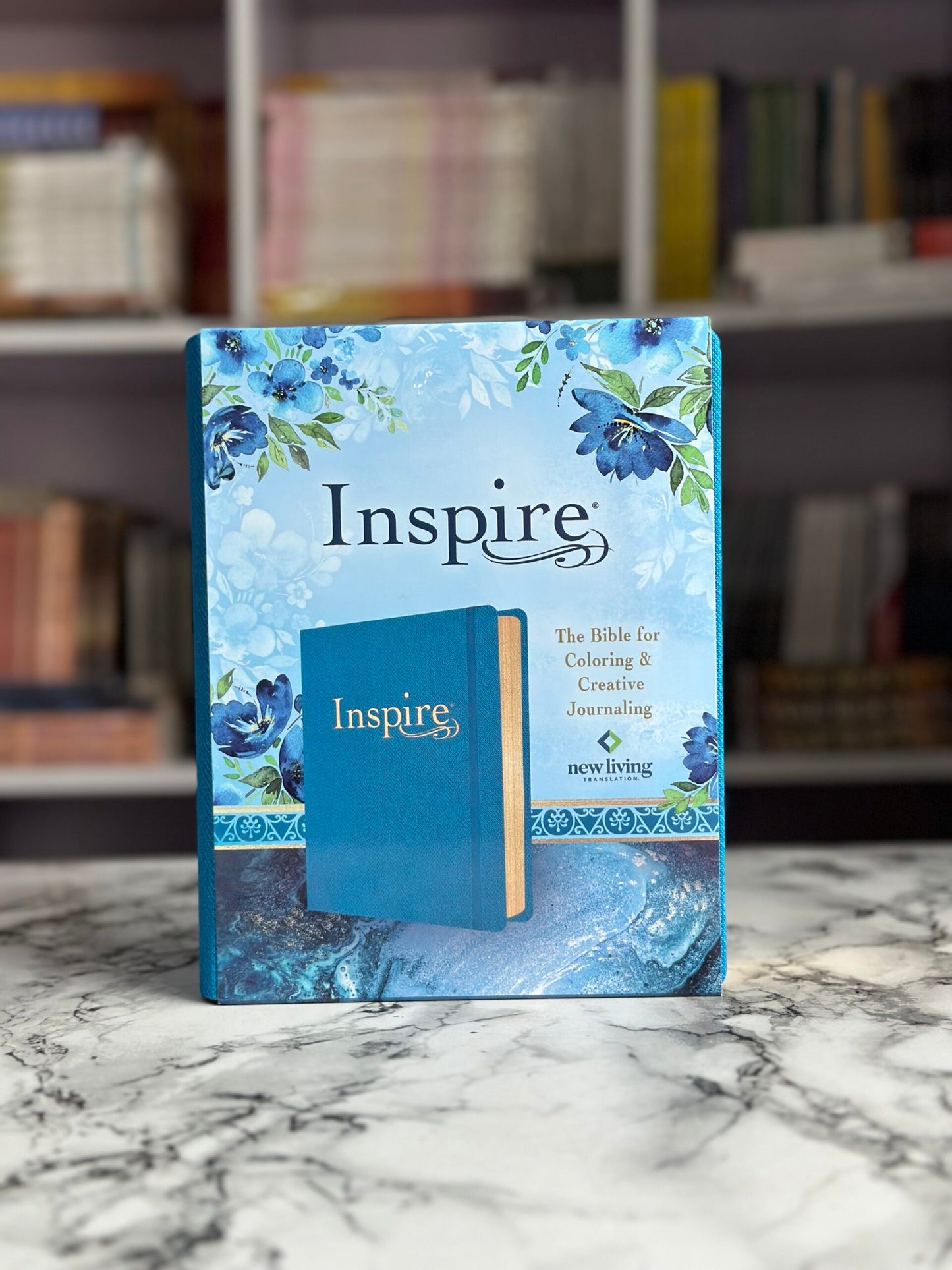 NLT Inspire Bible Blue Faux Leather Hardcover