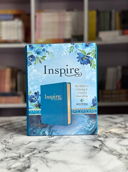 NLT Inspire Bible Blue Faux Leather Hardcover