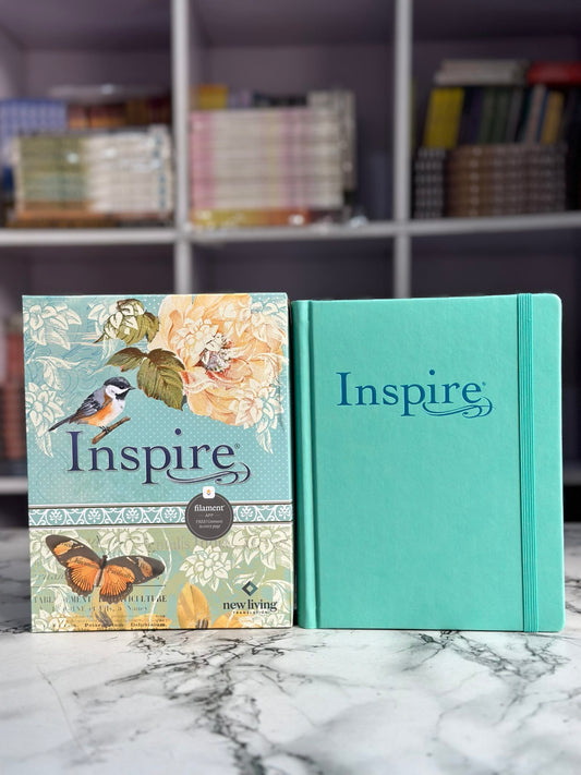 NLT Aquamarine Hardcover Faux Leather Inspire Filament-Enabled Bible