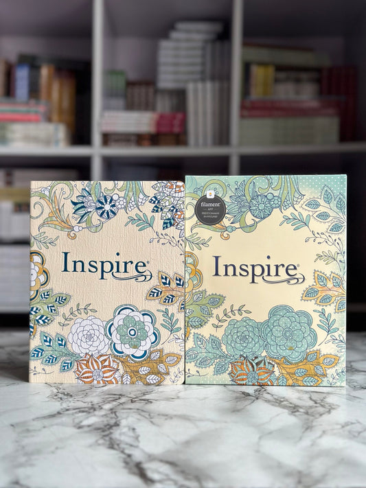 NLT Cream Floral Paperback Inspire Filament-Enabled Bible