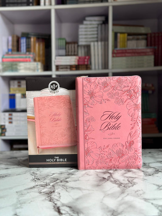 KJV Pink Faux Leather Thinline Bible Large Print