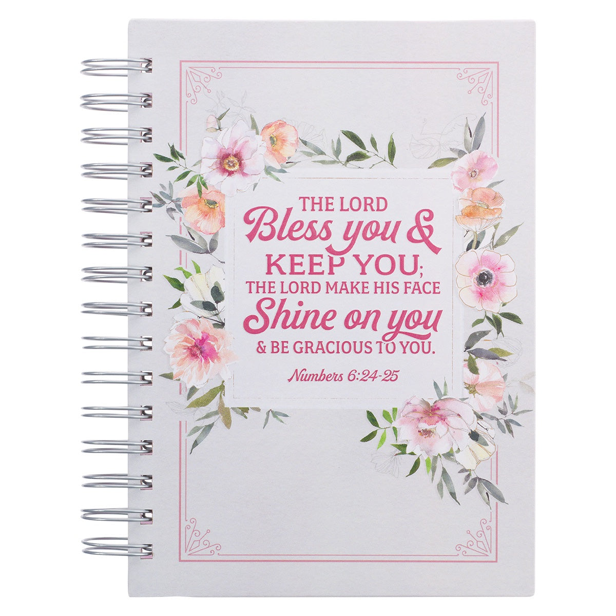 Bless You Floral & Stripes Hardcover Wirebound Journal - Numbers 6:24
