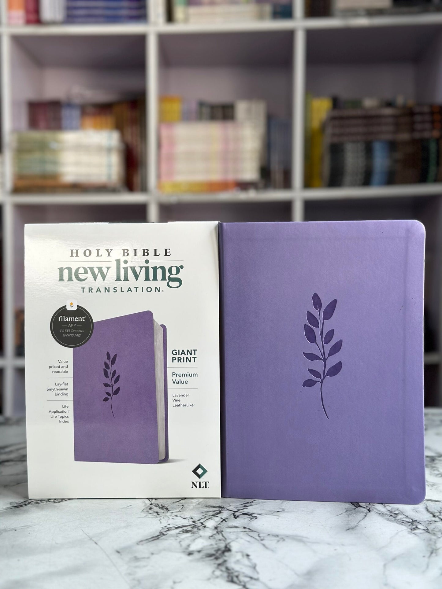 NLT Giant Print Premium Value Bible, Filament Enabled (LeatherLike, Lavender Vine)