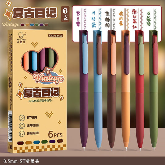 Vintage Colored Gel Pens - Set Of 6