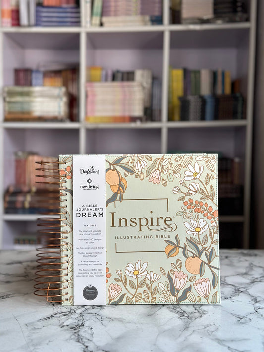 NLT DaySpring Inspire Illustrating Bible, Filament Enabled (Spiral Bound, Mint Floral Garden)