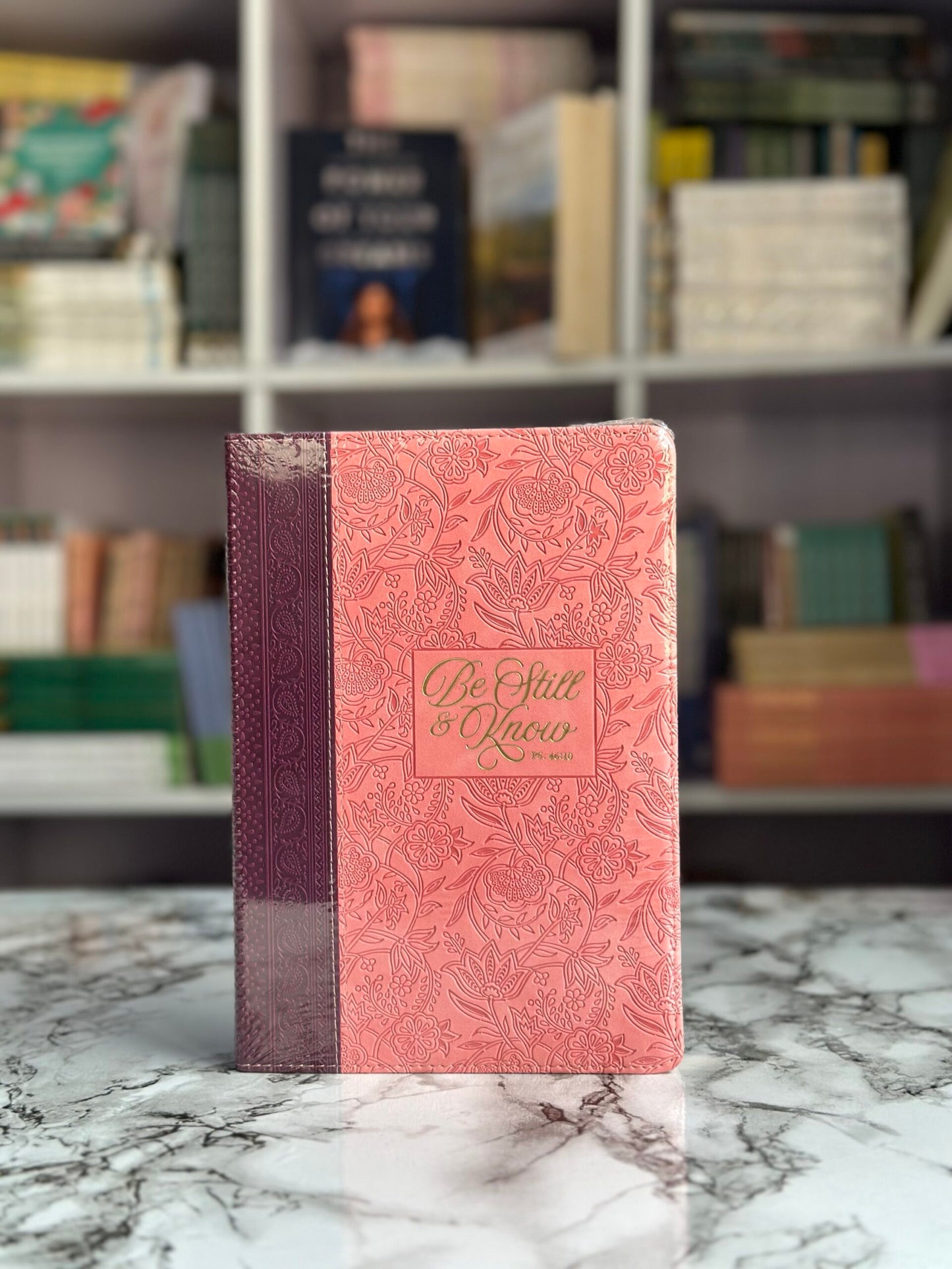 Be Still and Know Pink and Burgundy Faux Leather Journal