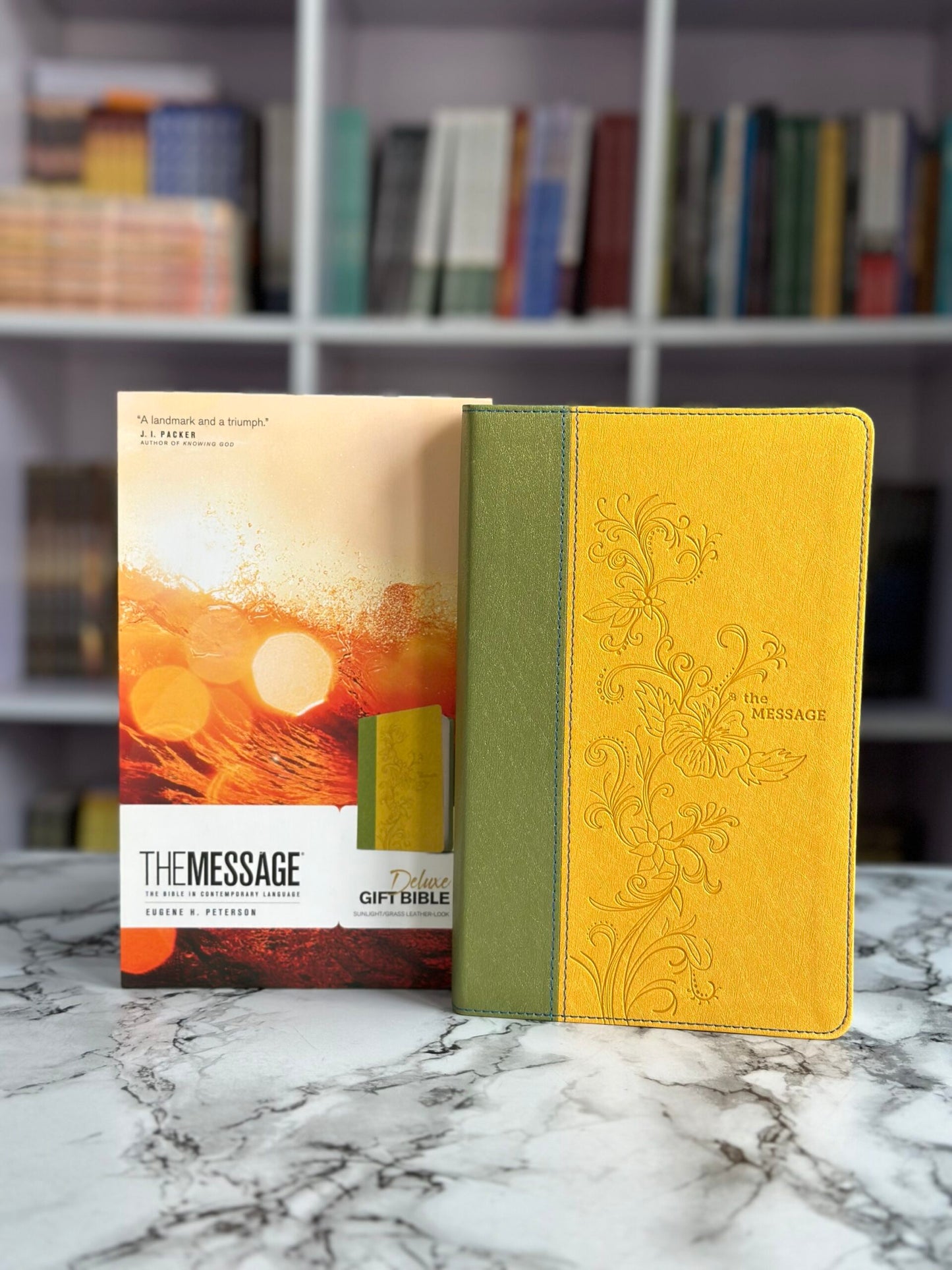 The Message Deluxe Gift Bible, Sunlight/Grass Leather-Look