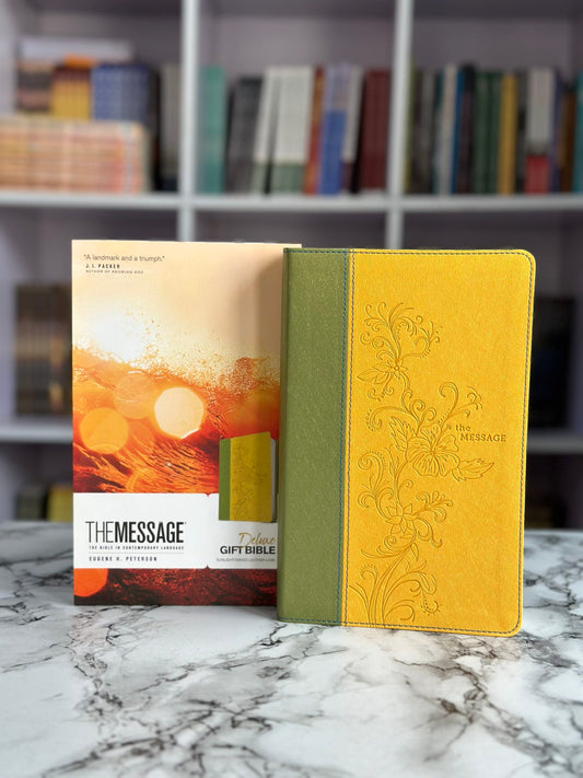 The Message Deluxe Gift Bible, Sunlight/Grass Leather-Look