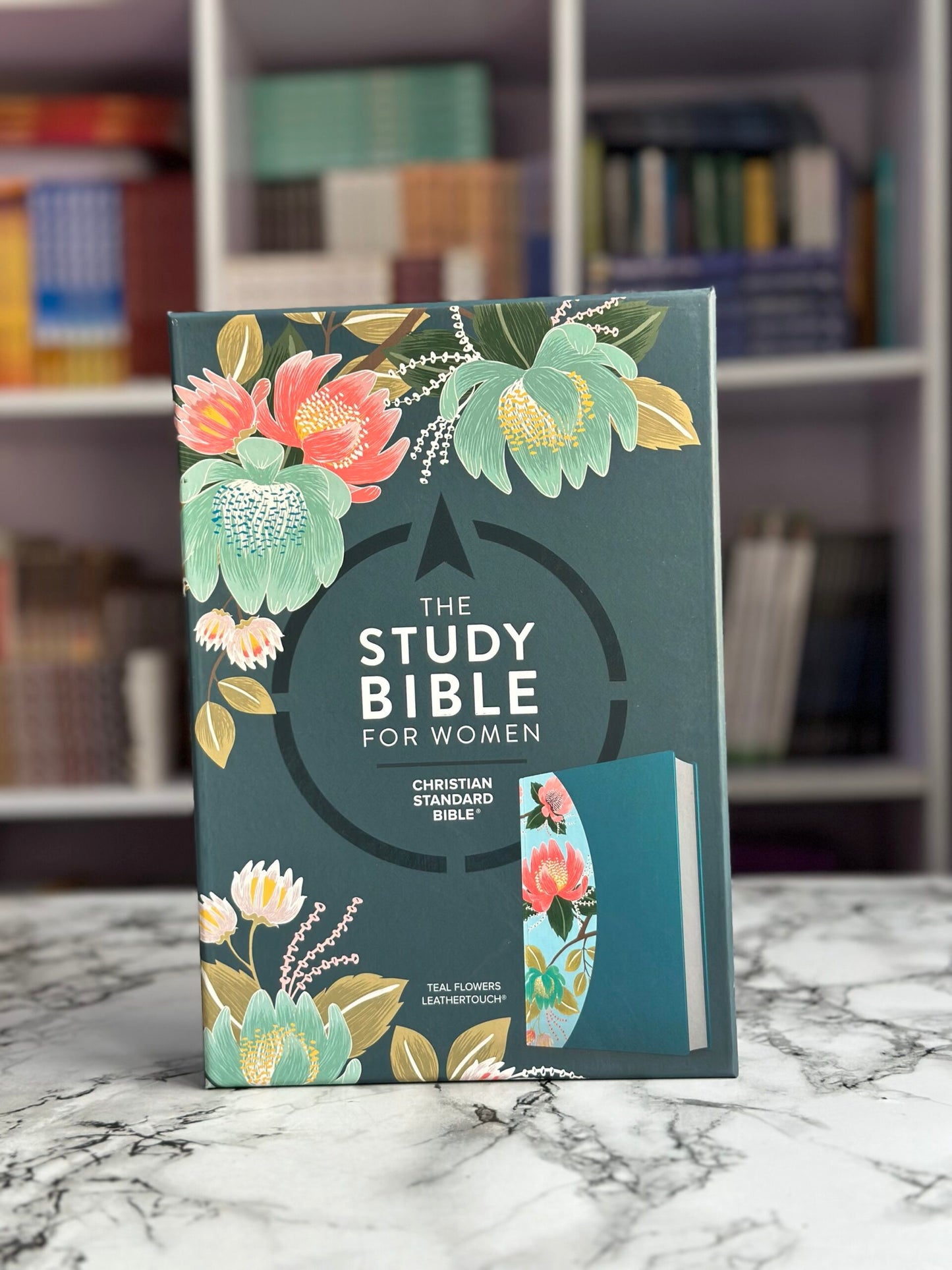 CSB Study Bible For Women, Teal Flowers LeatherTouch