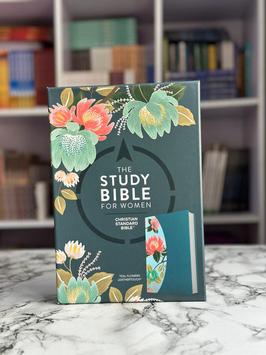 CSB Study Bible For Women, Teal Flowers LeatherTouch