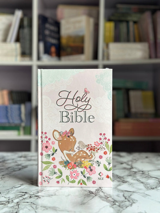 NLT Deer Hardcover Baby Bible for Girls