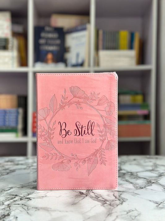 Be Still and Know That I Am God Pink Faux Leather Journal
