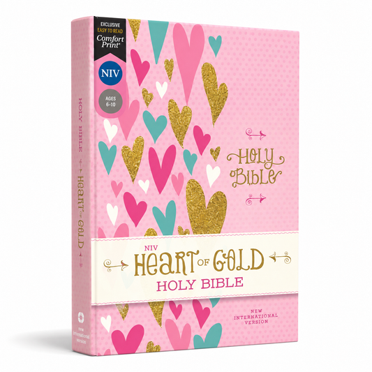 NIV, Heart of Gold Holy Bible, Hardcover, Red Letter, Comfort Print