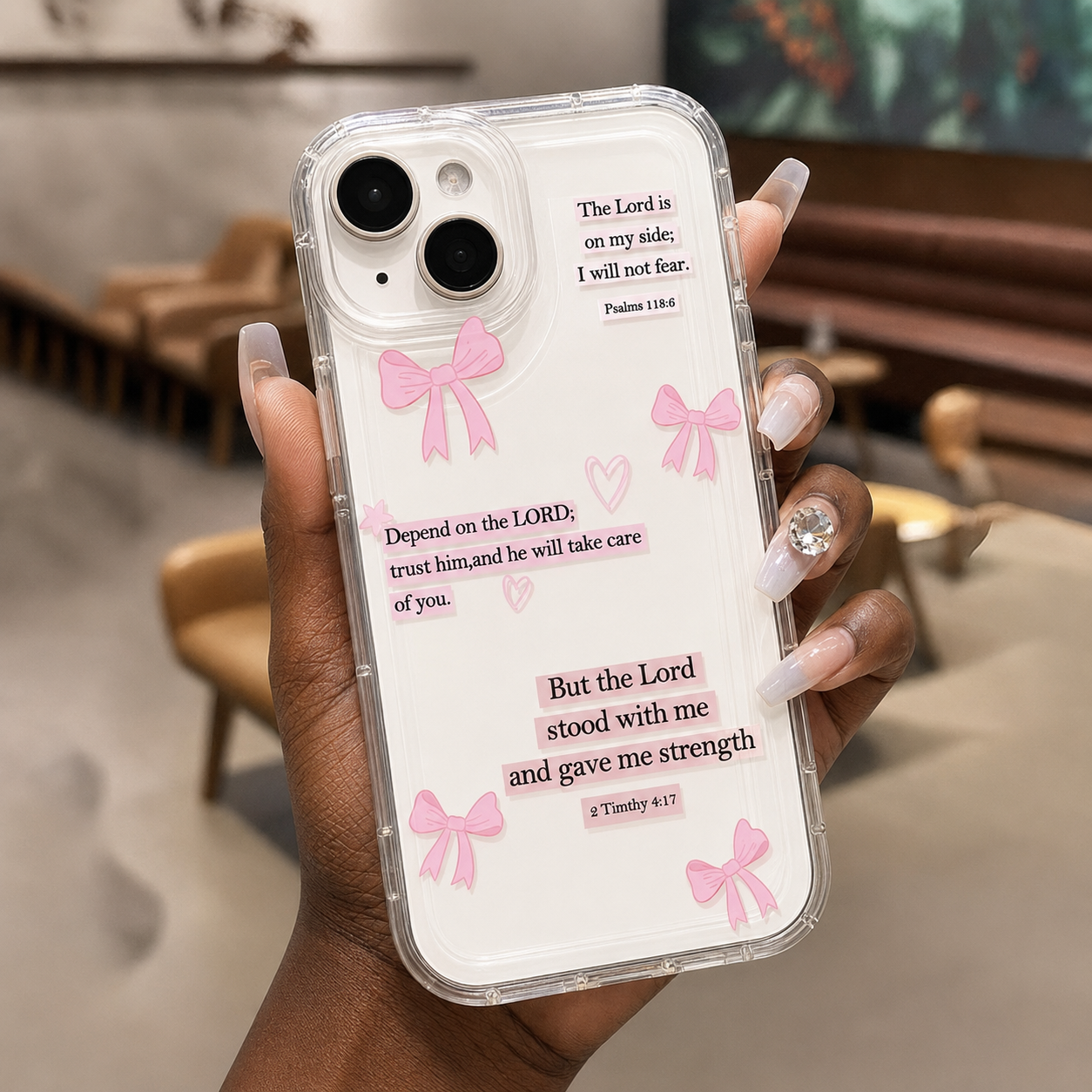 The Lord Is On My Side Pink Bow Phone Case